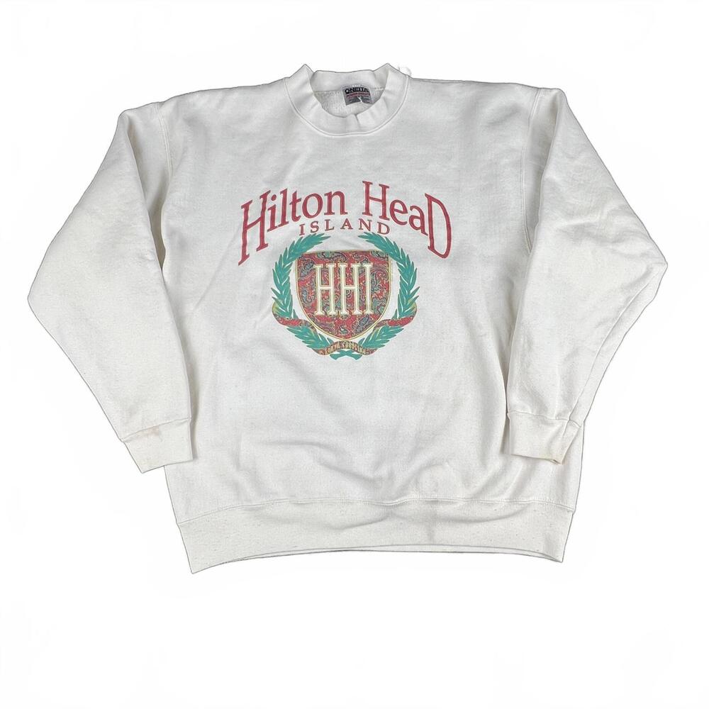 Vintage Hilton Head Island Graphic Crewneck Sweatshirt | Made USA | Large